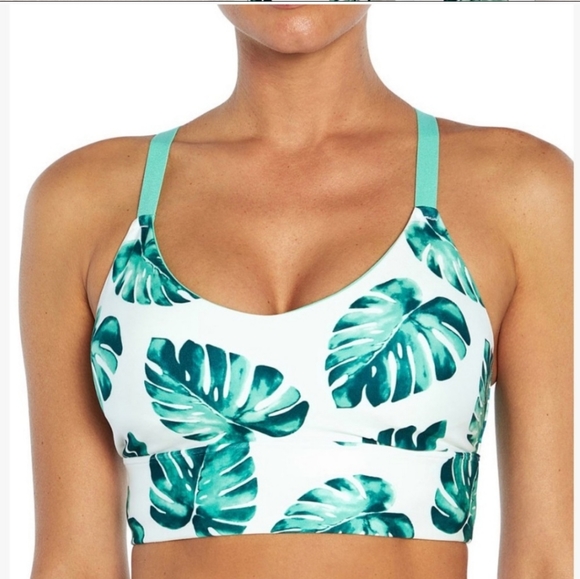 WILDFOX Palm Leaf Collins Sports Bra & 5" Matching Biker Shorts - Picture 7 of 13